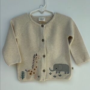Cream Baby Cardigan with Animal Designs